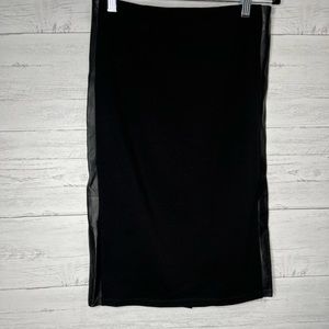 Eileen Fisher - Black Pencil Skirt w/ Leather Panels XS/TP